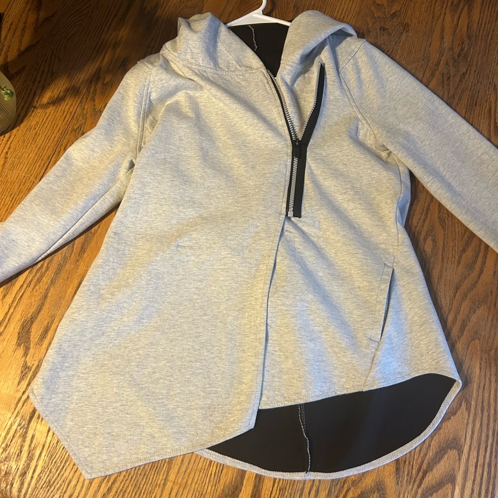 Gray Asymmetrical Zip Hoodie